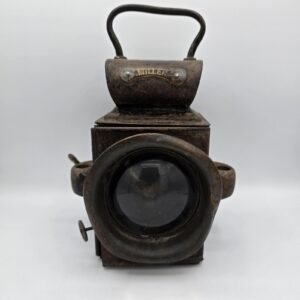 Antique Miller Brimington Acetylene Motor Car Lamp c.1905–1915 – Veteran Era Steel Carbide Headlamp with Original Patina